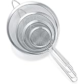 4 Pieces Kitchen Mesh Strainers Stainless Steel Fine Mesh Strainer with Handle for Tea, Pasta, Rice, Fruits, Vegetables, Food