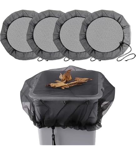 WJUAN 3 Pièces Filet De Protection Pour Citerne De Pluie 60cm - Couverture Anti-Feuilles Noire Avec Corde De Réglage