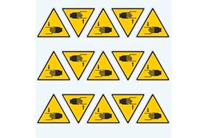 Pubblimania Écrasement mains 15 autocollants de danger étiquettes en PVC souple pour intérieur extérieur 5 x 4,5 cm (15 écrasement des mains)