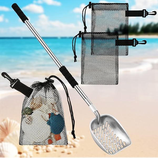 NOGIS 2 Pcs Beach Sand Sifter- Shark Tooth Sifter- Sand Scoop Shell Scooper For Beach- Beach Scoop Shovel And Sifter Tool For Picking Up Shells Beachcombing & Rock Hunting
