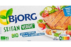 BJORG - Seitan Bio Veggie - Riche en protéines - Pauvre en Matières grasses - 170 g (2 x 85 g)