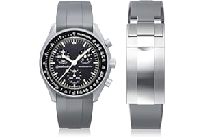 REBANDACE Cinturino per orologio Moonswatch, tagliato su misura, senza spazi vuoti, cinturino in silicone per orologio Omega X, Swatch, Speedmaster, Moonswatch, 20 mm, morbido cinturino di ricambio curvo per