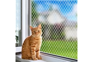 WHIZNOOK Filet de Protection Chat en Nylon, Filet Chat Balcon Transparentes de 3x4m, Découpable Filet Protection Chat Balcon, Protection Fenetre Chat Sans Percer pour Balcons, Portes, Fenêtres, Escaliers