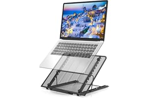 Jumkeet Support Ordinateur Portable, Support PC Portable Ventilé, Laptop Stand Réglable Ergonomique Léger Table de Lit Pliable pour MacBook Air Pro, PC, iPad, Notebook, Tablette (11-15 Pouce)