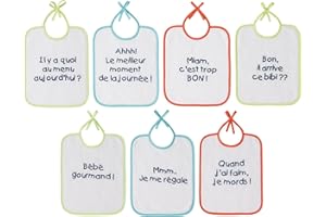 babyCalin - Lot de 7 Bavoirs naissance à message 20 x 25 cm