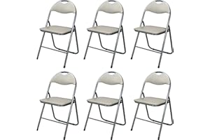 Totò Piccinni SEDIE Pieghevoli comode di Alta qualità in Metallo, Imbottite in Ecopelle Resistenti salvaspazio (Tortora, 6)