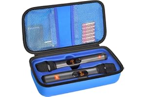 AGAINMORE Cassa microfono wireless JBL, borsa da viaggio Dual Mic, adattatore, batteria AA nera (solo scatola), Blu