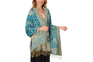 Lamca Women Pashmina Shawls and Wraps Scarf Soft Silky Reversible Paisley Scarves Shawl for Women UK