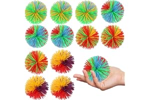 Fizdoqg 12 stycken stringbollar, regnbåge, färgglad pom-boll, sensorisk fidget-stringbollar, kulboll, färgglada silikonsträngbollar för att minska stress, pusselboll för vuxna