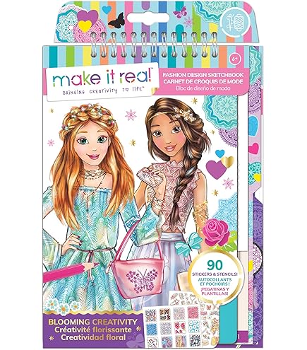 Carnet De Dessin Mode Make It Real - Pretty Kitty - 30 Pages + Autocollants