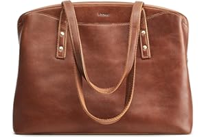 S-ZONE Damska skórzana torba na ramię duża torebka do pracy torebka na ramię torby hobo pasuje do laptopa 15,6 cala