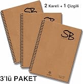 Etika SB A5 3'l&uuml; Defter Seti (2 Kareli + 1 &Ccedil;izgili) | 420 Sayfa | Kaliteli Hafif Kağıt | Kraft Kapak | Spiralli | Ofis &amp; Okul