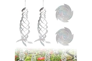 Hezhou 4 Stück Reflektierender Rotator Vogelabwehr Spirale Reflektoren Hängend Reflektierende Vogelabwehr Gerät Schrecken Vögel Deko reflektierender abweisender für Haus und Garten Protect Häuser