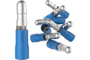 AUPROTEC Lot de 50 fiches rondes 1,5-2,5 mm² - Bleu - Partiellement isolées - En PVC - Connecteurs de câble MPD en laiton étamé