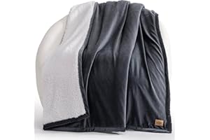 UGG Bliss Koc pluszowy, miękki, polarowy, puszysty, na łóżko lub kanapę, ponadwymiarowy, ciepły, dwustronny, można prać w pralce, średniej wagi, dekoracja domu, 127 x 178 cm, niebieski (Imperial Blue)