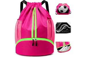 Hoseay Mochila Cuerdas Mujer Hombre con Compartimento de Zapatos y Bolsillo Mochila Deporte Impermeable Mochila Gimnasio Gran Capacidad Ligera Bolsas de Cuerdas para Deporte Natacion Fitness