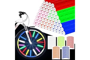 Zeuwets 60 Pcs Réflecteurs de Rayons de Vélo, 60 Pcs Autocollants Réfléchissants, Reflecteur de Roue de Bicyclette, Tubes Reflectors Visibilité à 360°, Stickers Clips Catadioptres pour Poussette Vélo