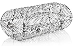 BBQ-Toro Koszyk do grilla ze stali nierdzewnej na obrotowy rożen | 42,5 x 21 x 16 cm | uniwersalny rondell do grilla gazowego i wielu innych | obrotowy kosz, okrągły kosz