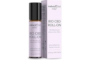 NATURACBD Kopfschmerzen Roll-On bei Migräne mit Menthol & ätherischen Ölen - roll on ätherische öle – Bio 𝑪𝑩𝑫 Kühl Roll-On Soforthilfe gegen Spannungskopfschmerzen & Migräne – ätherische öle roll on