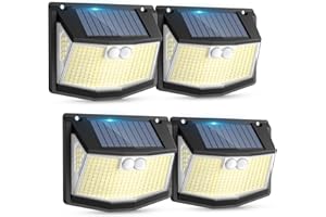 CZHHMART Solar Lights Outdoor Garden 248 LED Solar Security Light 3 Motion Sensor Modes and 270 Wide Angle Lighting IP65 Waterproof Outside Solar Powered Wall Lights for Fence Front Door Yard Garage 4 Pack