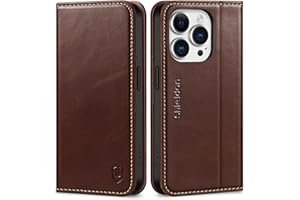 SHIELDON Etui do iPhone 15 Pro 5G 6,1", Portfel z prawdziwej skóry Etui Folio z [gniazdami na karty] [Podpórka] Magnetyczne etui ochronne kompatybilne z iPhone 15 Pro 2023 - Retro Brązowy