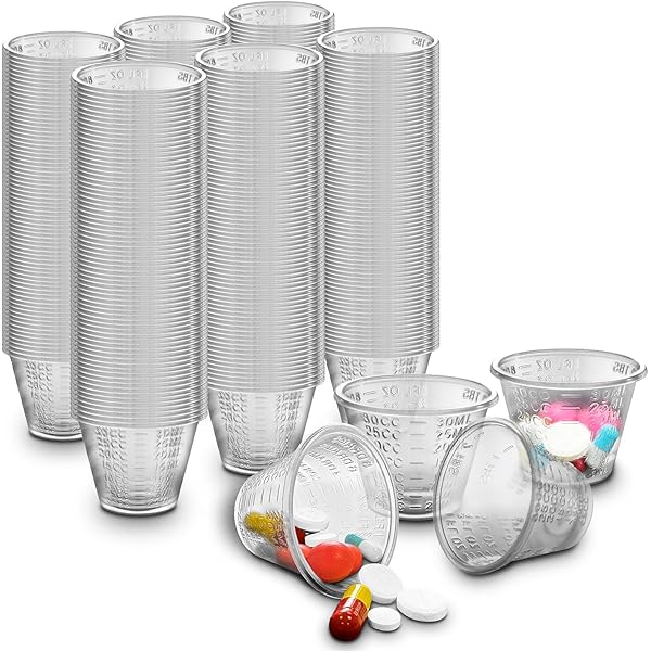 Klare Abgestufte Medizinbecher Aus Kunststoff, 1 Unze (30 Ml