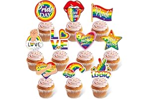 BAYMETY Gay Pride Cake Toppers,20Pcs Rainbow Pride Cupcake Toppers LGBT Rainbow Toothpick Pride Day/Love Is Love/Love Wins/Love Has No Gender/LGBTQ Toothpick For Pride Month Cocktail Food Bar Cake Fruit Decor