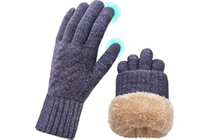 ehsbuy Guantes termicos Invierno para Mujer Pantalla Tactiles Lana Forro Cálido Cable Tejido Guantes Resistente al Viento Guantes de Teléfono para Movil Esquiar Ciclismo Conducir Deportes