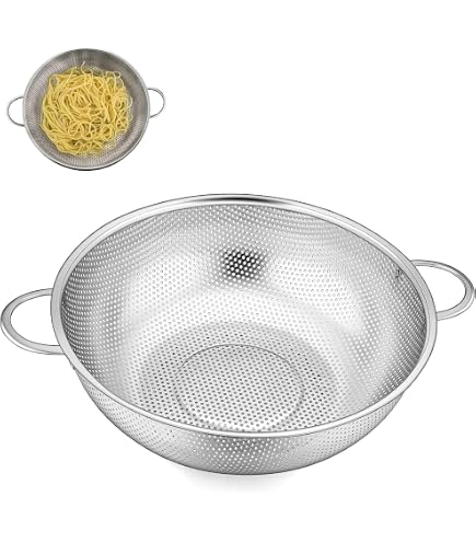 Fenteer Passoire Égouttoir Riz Légumes Acier Inoxydable Micro-Perforé 19,5 Cm - Cuisine Pratique