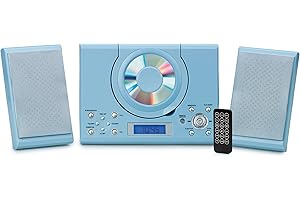 GROUPTRONICS CD Player with Speakers - HiFi System for Home with Radio, USB, MP3, Clock Alarm & Remote - Compact Stereo System with Wall Mount Design - Small CD Players for Home - GTMC-101
