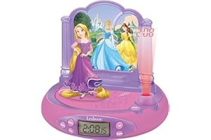 Lexibook, Disney Princesses, Réveil Projecteur Raiponce, Veilleuse et Projection de l'heure au Plafond, Effets sonores, Garçon, Fille, à Piles, Rose/Mauve, RP515DP