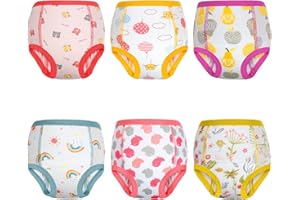 MOEMOE BABY Lot de 6 culottes d'apprentissage de la propreté pour petites filles, réutilisables, design creux, coton, rose, 3 ans