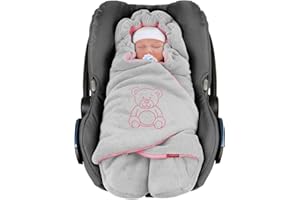 ByBoom Baby Couverture Enveloppante Hiver Universelle Multi-Usages, pour Coques Bébé, Sièges Auto (p.ex. Maxi-Cosi, Römer, etc), pour Landaus, Poussettes ou Lits Bébé; L'ORIGINAL AVEC L'OURS