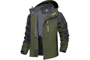TACVASEN Herren Outdoorjacke Wasserabweisend Wanderjacke Leicht Übergangsjacke Funktionsjacke Trekkingjacke mit Abnehmbarer Kapuze