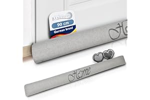 Beautissu Paraspifferi Imbottito per Porta e finestra Tuuli Ho 90cm - 1kg - in Poliestere - paraspiffero Universale porte e finestre - paravento sottoporta Isolante - Contro Il Freddo - Grigio