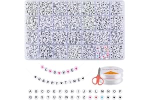Beihre Perline Lettere 1400pcs, Perline per Braccialetti Lettere 7 X 4 mm Lettere Braccialetti Fai Da Te per Gioielli Fai da Te, Raccialetti, Collane, Bigiotteria, Anelli