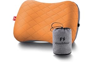 Hioutdoor Aufblasbares Kissen Kopfkissen für Camping mit Abziehbarem Kissenbezug Luftkissen Strandkissen Ergonomisches Reisekissen Outdoor Inflatable Travel Neck Pillow Bequemes Schlafkissen (Orange)