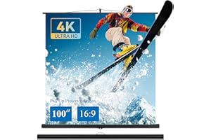EXCELIMAGE Beamer Leinwand mit Ständer, Projektor Leinwand 100 Zoll 16:9, Tragbar Projektion Leinwände, Ultrakurzdistanz-Projektion möglich, Hochziehbare, Kompaktes Design, Ideal für Heimkino, Innen-/Außenfilme.