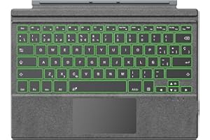 TiMOVO Teclado Inalámbrico Bluetooth Español para Microsoft Surface Pro 7 Plus/Pro 7/Pro 6/Pro 4/Pro 3/Pro 2017, Teclado QWERTY Retroiluminado 7 Colores con Batería Recargable, Gris