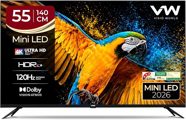VW 140 cm (55 inches) 4K Ultra HD QLED Smart Mini LED Google TV VW55MINIQ1