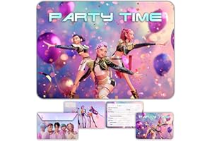 GLOWIIBO 12 Pcs Demon Hunter Kpop Dance Birthday Invitation Cards with Matching Envelopes – For Kids and Girls – Pre-Filled Party Invitations in English for Birthday Party or Celebration