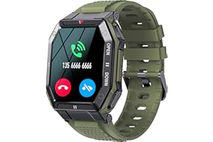 FINDTIME Militär Uhr Smartwatch Herren Armbanduhr mit Telefonfunktion 1,85 Zoll IP68 Wasserdicht Sportuhren Outdoor Tactical Watch Military Smartwatches Schwarz Fitnessuhr mit Blutdruckmessung Schrittzähler