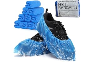 HOT BARGAINS Pack of 100 (50 Pairs) Disposable Shoes Covers Waterproof Shoe Booties Disposable Non Slip, One Size Fits All (100)