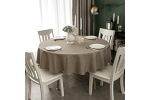 Yeahshion Tovaglia Rotonda Antimacchia Moka Φ150cm, Tovaglia Impermeabile Effetto Lino Poliestere per Protezione Tavolo, Sala da Pranzo, Ristorante (Moka, Φ150cm)