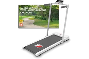 YM Tapis roulant électrique pliable, tapis de course MAXI (42 cm), marque italienne, cadre renforcé, application Kinomap Zwift Bitgym, gain de place, 12 programmes, modèle NEXT 1000 Your Move
