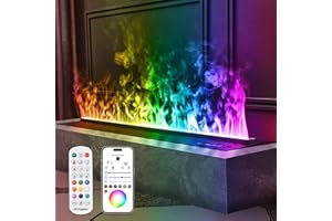 MEXHOM Camino a vapore, camino elettrico, camino elettrico da incasso, effetto fiamma 3D a 9 colori, camino con telecomando APP [800mm, nero].
