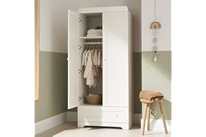 Tutti Bambini Wooden Wardrobe for Childrens Bedroom | Rio Series | Solid Pine Nursery Furniture in (White)