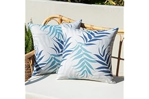 Woaboy 2 Kawałki Zewnętrzne Wodoodporne Pokrowce Na Poduszkę Zewnętrzną Miękką Ochronną Dekoracyjną Nowoczesną Sofa Ogrodowa Balkony 45x45cm (Niebieskie Ojczyzny)