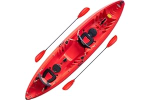 Conwy Kayak Rhosneigr 2+1 Two Person Family Tandem Sit on Top Kayak Complete Kit for River Sea with Padded Seats, Fishing Rod Holder and Two Floating Paddles