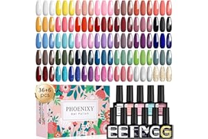 Phoenixy Gel Nail Polish - 36 Colours UV Soak-off Gel Nail Polish Set Nails Polishes with Base and Top Matte Coat Gifts for Women